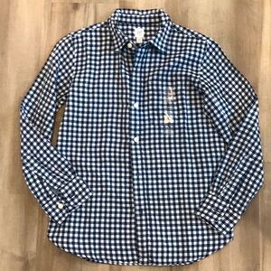 NWT, Gap Kids, Large, button up shirt, navy and white check